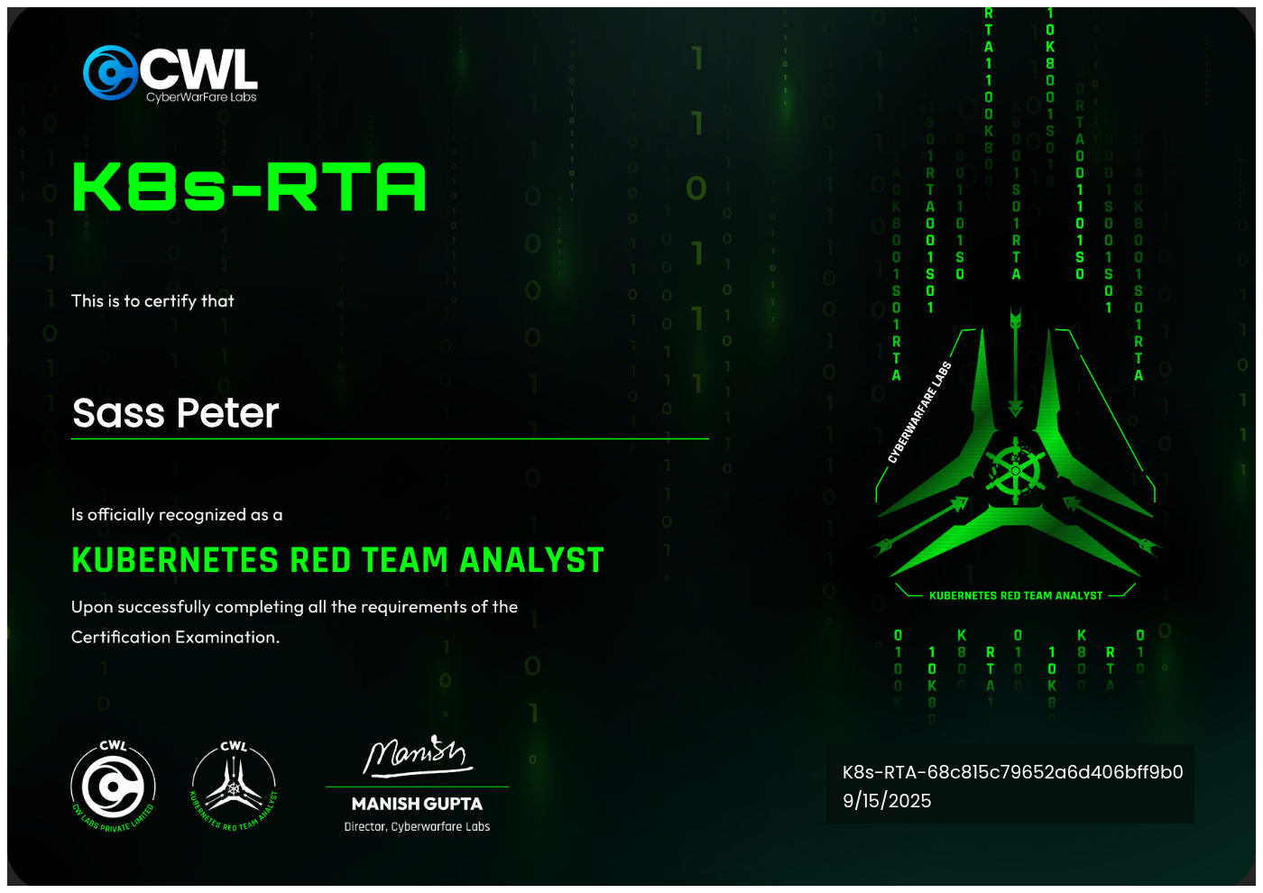 K8s-RTA Certificate